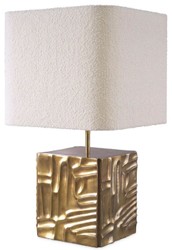 Casa Padrino luxury table lamp vintage brass / cream 35 x 35 x H. 62 cm - Desk lamp with square velvet lampshade - Luxury table lamps - Luxury desk lamps - Luxury lights - Luxury desk lights