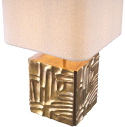 Casa Padrino luxury table lamp vintage brass / cream 35 x 35 x H. 62 cm - Desk lamp with square velvet lampshade - Luxury table lamps - Luxury desk lamps - Luxury lights - Luxury desk lights