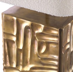 Casa Padrino luxury table lamp vintage brass / cream 35 x 35 x H. 62 cm - Desk lamp with square velvet lampshade - Luxury table lamps - Luxury desk lamps - Luxury lights - Luxury desk lights
