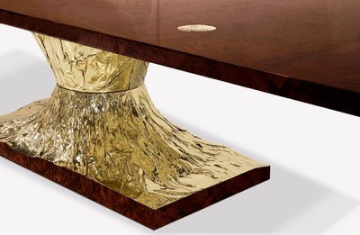 Casa Padrino Luxus Designer Esstisch Braun / Gold 450 x 150 x H. 76 cm - Rechteckiger Esszimmertisch - Italienische Luxus Esszimmer Möbel - Luxus Einrichtung - Luxus Qualität - Made in Italy