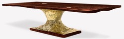 Casa Padrino Luxury Designer Dining Table Brown / Gold 450 x 150 x H. 76 cm - Rectangular Dining Table - Italian Luxury Dining Room Furniture - Luxury Furnishings - Luxury Quality - Made in Italy