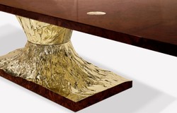 Luxus Designer Massivholz Esstisch Braun Gold Luxury Designer Solid Wood Dining Table Brown Gold
