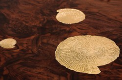 Luxus Designer Massivholz Esstisch Braun Gold Luxury Designer Solid Wood Dining Table Brown Gold