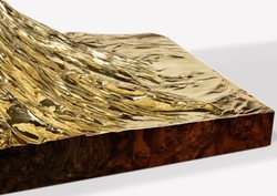 Luxus Designer Massivholz Esstisch Braun Gold Luxury Designer Solid Wood Dining Table Brown Gold
