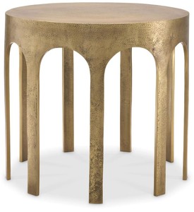 Casa Padrino table d'appoint de luxe laiton vintage Ø 55 x H. 50 cm - Table ronde en aluminium - Meuble en aluminium - Meuble de salon - Meuble de luxe - Ameublement de luxe - Ameublement de salon