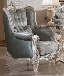 Casa Padrino poltrona barocco di lusso verde / beige / bianco / argento - Magnifica poltrona da soggiorno con motivo elegante - Mobili barocchi - Mobili da soggiorno di lusso in stile barocco