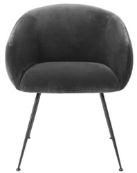 Casa Padrino luxury dining chair with armrests gray / black 61 x 60 x H. 79 cm - Kitchen chair with fine velvet - Dining room furniture - Kitchen furniture - Luxury furniture - Luxury furnishings