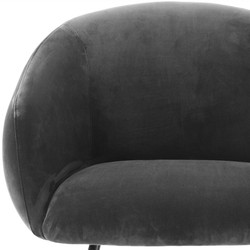 Casa Padrino luxury dining chair with armrests gray / black 61 x 60 x H. 79 cm - Kitchen chair with fine velvet - Dining room furniture - Kitchen furniture - Luxury furniture - Luxury furnishings