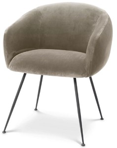 Casa Padrino chaise de salle à manger de luxe avec accoudoirs greige / noir 61 x 60 x H. 79 cm - Chaise de cuisine en velours fin - Meuble de salle à manger - Meuble de cuisine - Meuble de luxe