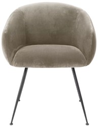 Casa Padrino luxury dining chair with armrests greige / black 61 x 60 x H. 79 cm - Kitchen chair with fine velvet - Dining room furniture - Kitchen furniture - Luxury furniture - Luxury furnishings