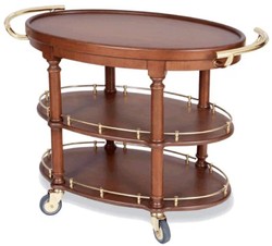 Casa Padrino carrello da portata di lusso in legno massello marrone / ottone 120 x 65 x A. 85 cm - Carrello gastronomia ristorante hotel - Accessori gastronomia ristorante hotel - Mobili di lusso