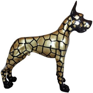 Lebensgroße XXL Luxus Designer Garten Terrassen Wohnzimmer Deko Skulptur Figur Schwarz Gold Life Size XXL Luxury Designer Garden Terrace Living Room Decorative Sculpture Figure Black Gold