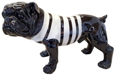 Casa Padrino figura decorativa di lusso bulldog nero / bianco 59 x A. 40 cm - Scultura decorativa - Figura decorativa soggiorno - Figura decorativa da giardino - Figura animale decorativa di lusso