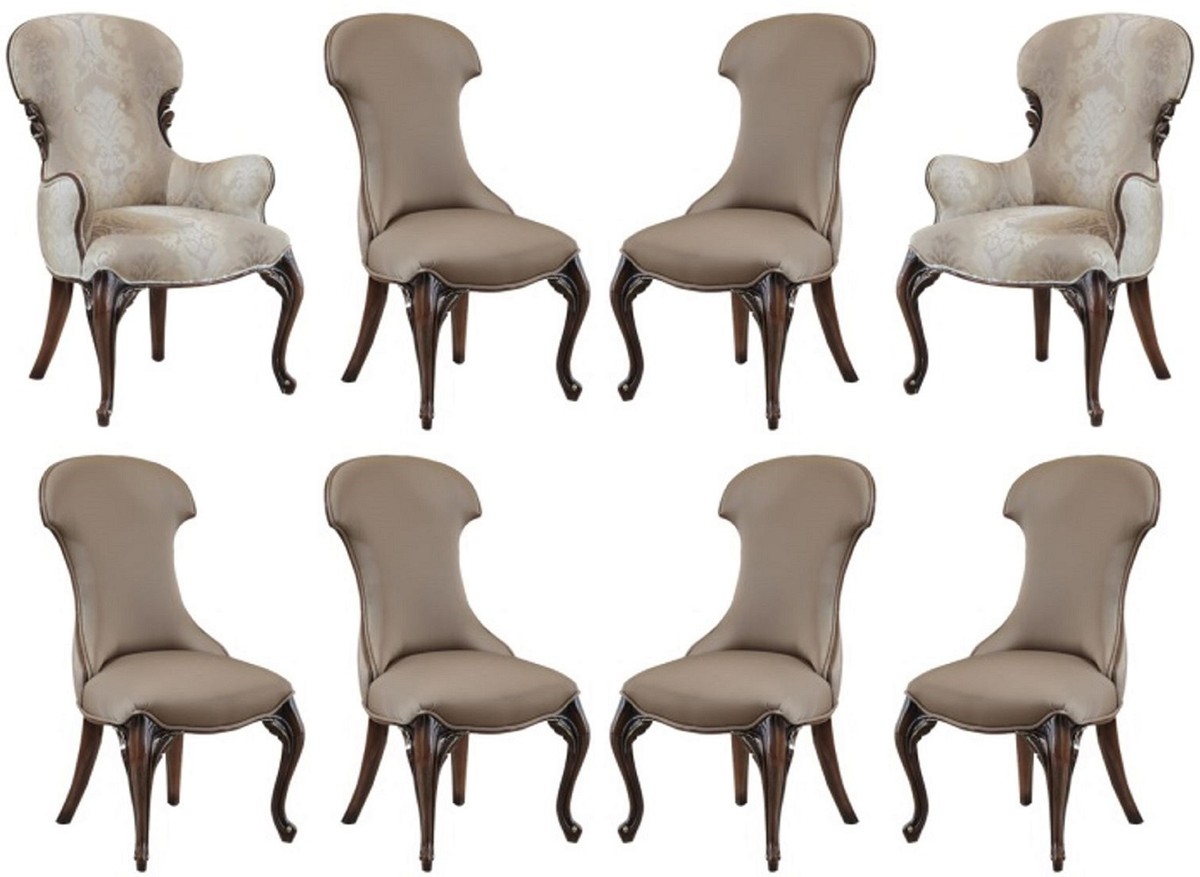 Casa Padrino set di 8 sedie da pranzo barocco di lusso multicolore / grigio / marrone scuro - Magnifiche sedie da sala da pranzo barocche - Mobili da sala da pranzo barocchi di lusso Casa Padrino set di 8 sedie da pranzo barocco di lusso multicolore / grigio / marrone scuro - Magnifiche sedie da sala da pranzo barocche - Mobili da sala da pranzo barocchi di lusso