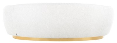 Casa Padrino Luxus Sofa Weiß / Gold 221 x 98 x H. 72 cm - Gebogenes Wohnzimmer Sofa - Wohnzimmer Möbel - Wohnzimmer Einrichtung - Luxus Möbel - Luxus Einrichtung - Möbel Luxus