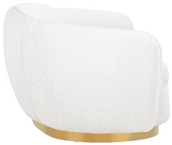 Casa Padrino luxury sofa white / gold 221 x 98 x H. 72 cm - Curved living room sofa - Living room furniture - Living room furnishings - Luxury furniture - Luxury furnishings - Furniture luxury