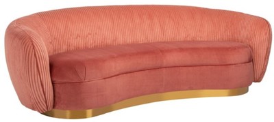 Casa Padrino sofá de lujo rosa / oro 221 x 98 x A. 72 cm - Sofá de salón curvo - Muebles de salón - Interiores de salón - Muebles de lujo - Interiores de lujo - De lujo Muebles