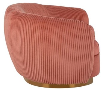 Casa Padrino Luxus Sofa Rosa / Gold 221 x 98 x H. 72 cm - Gebogenes Wohnzimmer Sofa - Wohnzimmer Möbel - Wohnzimmer Einrichtung - Luxus Möbel - Luxus Einrichtung - Möbel Luxus