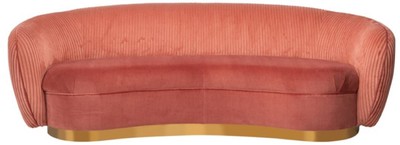 Casa Padrino Luxus Sofa Rosa / Gold 221 x 98 x H. 72 cm - Gebogenes Wohnzimmer Sofa - Wohnzimmer Möbel - Wohnzimmer Einrichtung - Luxus Möbel - Luxus Einrichtung - Möbel Luxus