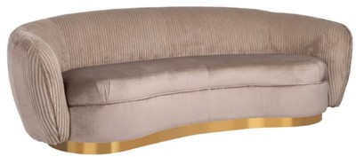 Casa Padrino sofá de lujo marrón / oro 221 x 98 x A. 72 cm - Sofá de salón curvo - Muebles de salón - Interiores de salón - Muebles de lujo - Interiores de lujo - De lujo Muebles