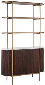 Casa Padrino armario de estantería de lujo marrón oscuro / blanco / latón 120 x 40 x A. 200 cm - Muebles de salón - Interiores de salón - Muebles de lujo - Interiores de lujo - De lujo Muebles