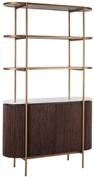 Casa Padrino armario de estantería de lujo marrón oscuro / blanco / latón 120 x 40 x A. 200 cm - Muebles de salón - Interiores de salón - Muebles de lujo - Interiores de lujo - De lujo Muebles