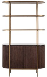 Casa Padrino armario de estantería de lujo marrón oscuro / blanco / latón 120 x 40 x A. 200 cm - Muebles de salón - Interiores de salón - Muebles de lujo - Interiores de lujo - De lujo Muebles