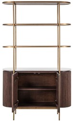 Casa Padrino armario de estantería de lujo marrón oscuro / blanco / latón 120 x 40 x A. 200 cm - Muebles de salón - Interiores de salón - Muebles de lujo - Interiores de lujo - De lujo Muebles