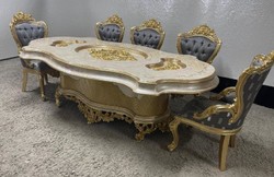 Casa Padrino tavolo da pranzo barocco di lusso multicolore / oro - Magnifico tavolo da pranzo in stile barocco - Mobili da sala da pranzo barocchi - Mobili da sala da pranzo di lusso stile barocco
