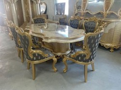 Casa Padrino tavolo da pranzo barocco di lusso multicolore / oro - Magnifico tavolo da pranzo in stile barocco - Mobili da sala da pranzo barocchi - Mobili da sala da pranzo di lusso stile barocco