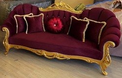 Casa Padrino canapé baroque de luxe bordeaux rouge / or - Magnifique canapé de salon avec strass - Meuble baroque - Meuble de salon de luxe de style baroque - Noble & Magnifique