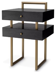 Casa Padrino Mesa Auxiliar de Lujo con 2 Cajones Latón / Marrón Oscuro 50 x 44 x A. 79 cm - Muebles de Salón - Interiores de Salón - Muebles de Lujo - Interiores de Lujo - Calidad de Lujo