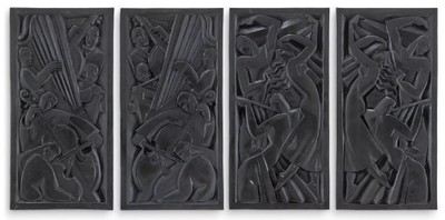 Casa Padrino conjunto de 4 relieves de pared de lujo de 60,5 x 5,5 x A. 121 cm - Murales de bronce - Decoración de salón - Decoración de hotel - Decoración de paredes - Calidad de lujo