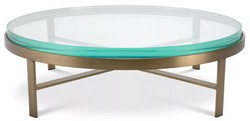 Casa Padrino tavolo da salotto di lusso ottone Ø 97,5 x A. 30 cm - Tavolo rotondo da soggiorno con piano in vetro - Mobili da Soggiorno - Mobili di lusso - Arredi da soggiorno di lusso
