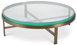 Casa Padrino tavolo da salotto di lusso ottone Ø 97,5 x A. 30 cm - Tavolo rotondo da soggiorno con piano in vetro - Mobili da Soggiorno - Mobili di lusso - Arredi da soggiorno di lusso
