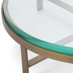Casa Padrino tavolo da salotto di lusso ottone Ø 97,5 x A. 30 cm - Tavolo rotondo da soggiorno con piano in vetro - Mobili da Soggiorno - Mobili di lusso - Arredi da soggiorno di lusso
