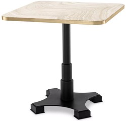 Casa Padrino tavolo da pranzo di lusso beige / ottone / nero 75 x 75 x A. 75,5 cm - Tavolo da cucina quadrato con piano in travertino - Mobili sala da pranzo - Mobili di lusso - Arredi di lusso