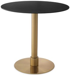 Casa Padrino tavolo da pranzo di lusso nero / ottone Ø 80 x A. 76 cm - Tavolo da cucina rotondo in acciaio inox con piano in ceramica - Mobili sala da pranzo - Mobili di lusso - Arredi di lusso