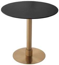 Casa Padrino tavolo da pranzo di lusso nero / ottone Ø 80 x A. 76 cm - Tavolo da cucina rotondo in acciaio inox con piano in ceramica - Mobili sala da pranzo - Mobili di lusso - Arredi di lusso