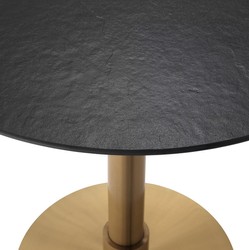 Casa Padrino tavolo da pranzo di lusso nero / ottone Ø 80 x A. 76 cm - Tavolo da cucina rotondo in acciaio inox con piano in ceramica - Mobili sala da pranzo - Mobili di lusso - Arredi di lusso
