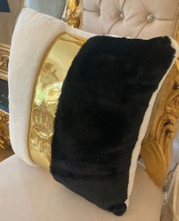 Harald Glööckler luxury decorative pillow Pompöös by Casa Padrino white / black / gold - Glööckler pillows - Designer decorative pillows - Harald Glööckler designer decorative accessories