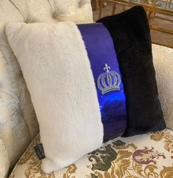 Harald Glööckler almohada decorativa de lujo Pompöös de Casa Padrino blanco / negro / azul real - Almohadas Glööckler - Almohadas de diseño - Harald Glööckler accesorios decorativos de diseño