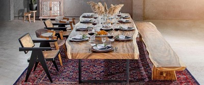Casa Padrino Luxus Esstisch Naturfarben / Schwarz 400 x 100-120 x H. 76 cm - Rechteckiger Küchentisch mit Massivholz Tischplatte - Esszimmer Möbel - Küchen Möbel - Luxus Möbel - Luxus Einrichtung