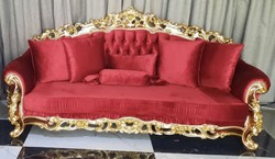 Casa Padrino sofá barroco de lujo rojo / marrón / oro - Magnífico sofá de salón - Muebles de salón de estilo barroco - Muebles de lujo de estilo barroco - Muebles de salón barrocos