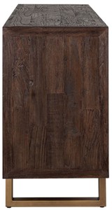 Casa Padrino Luxus Sideboard Braun / Messing 180 x 45 x H. 86 cm - Massivholz Schrank mit 4 Türen - Wohnzimmer Möbel - Wohnzimmer Einrichtung - Luxus Möbel - Luxus Einrichtung