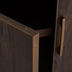 Casa Padrino aparador de lujo marrón / latón 180 x 45 x A. 86 cm - Armario de madera maciza con 4 puertas - Muebles de salón - Muebles de lujo - Interiores de salón - Interiores de lujo