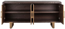 Casa Padrino aparador de lujo marrón / latón 180 x 45 x A. 86 cm - Armario de madera maciza con 4 puertas - Muebles de salón - Muebles de lujo - Interiores de salón - Interiores de lujo