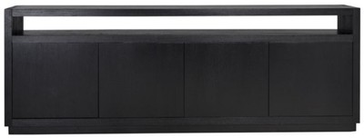 Casa Padrino Luxus Sideboard Schwarz 240 x 40 x H. 85 cm - Massivholz Schrank mit 4 Türen - Wohnzimmer Möbel - Wohnzimmer Einrichtung - Luxus Möbel - Luxus Einrichtung
