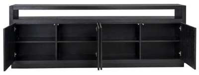 Casa Padrino Luxus Sideboard Schwarz 240 x 40 x H. 85 cm - Massivholz Schrank mit 4 Türen - Wohnzimmer Möbel - Wohnzimmer Einrichtung - Luxus Möbel - Luxus Einrichtung