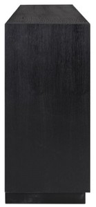 Casa Padrino Luxus Sideboard Schwarz 240 x 40 x H. 85 cm - Massivholz Schrank mit 4 Türen - Wohnzimmer Möbel - Wohnzimmer Einrichtung - Luxus Möbel - Luxus Einrichtung